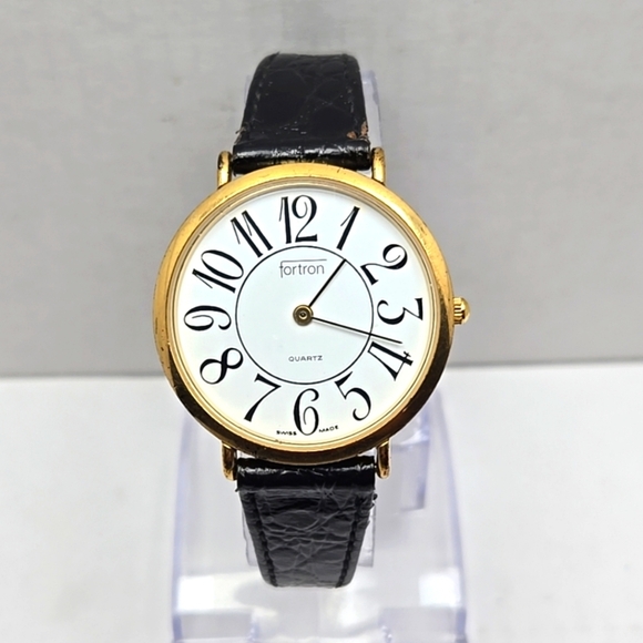 Womens Vintage Fortron Quartz Swiss Made 10k Gold Plated Watch New Battery - Picture 1 of 11